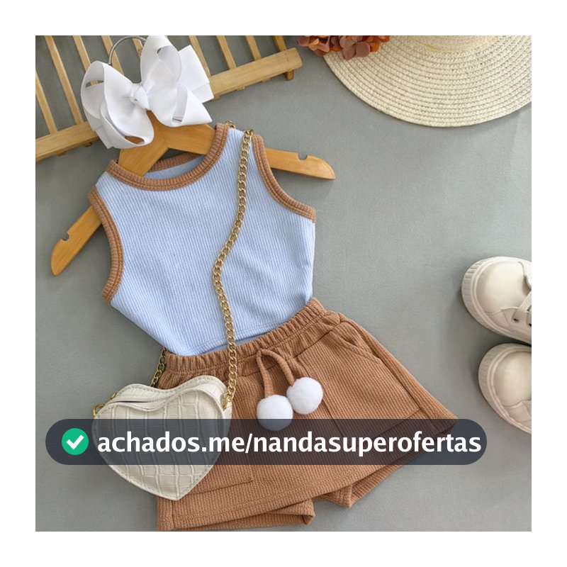 Conjunto Infantil Menina Regata Ribana e Short Saia Ana ruga Confortável e Estiloso