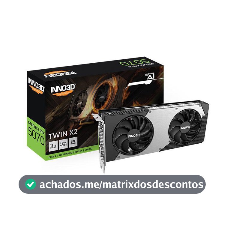 Placa de Video INNO3D GeForce RTX 5070 Twin X2, 12GB, GDDR7, 192-bit, N50702-12D7-195064N