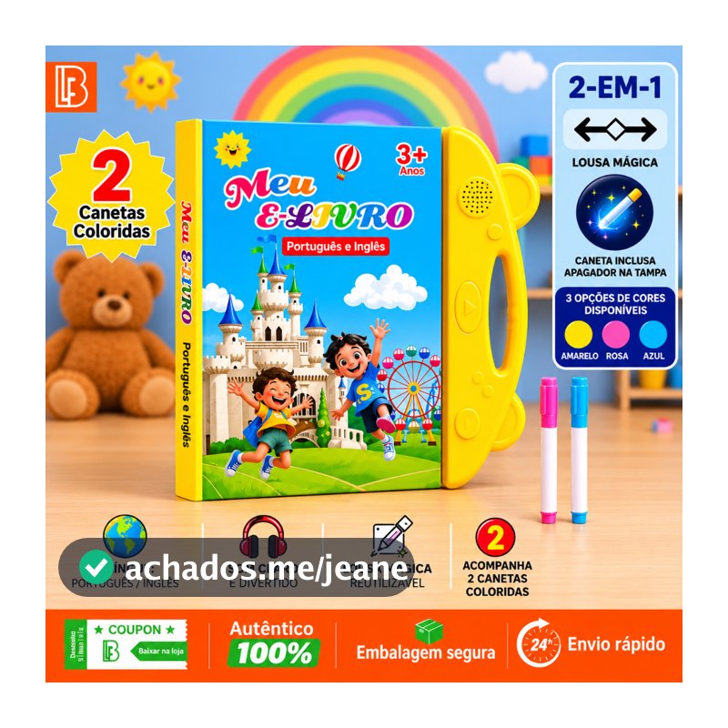 Livro Interativo com Som Infantil Bilíngue Português Inglês Multi Temas Toque Educativo Aprendizagem