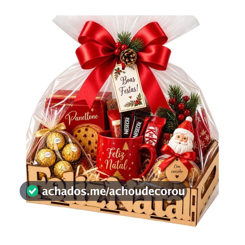Kit 10 Cesta Bandeja Natal Natalina 30x20/20x15  MDF Presente