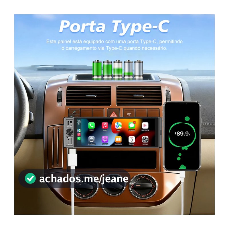 Central Multimídia Automotiva Universal Conexão Bluetooth Mp5 Bt 1 Din 7 Polegadas Camera de Ré