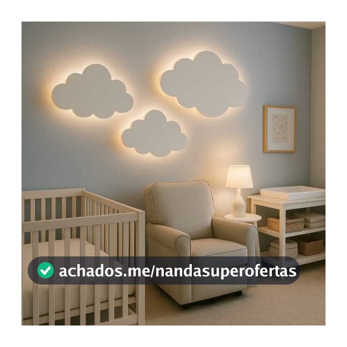 Kit 3 Luminária Nuvem Em MDF 15mm  Led Branca Quente ou Fria 3 Peças Pronta Entrega