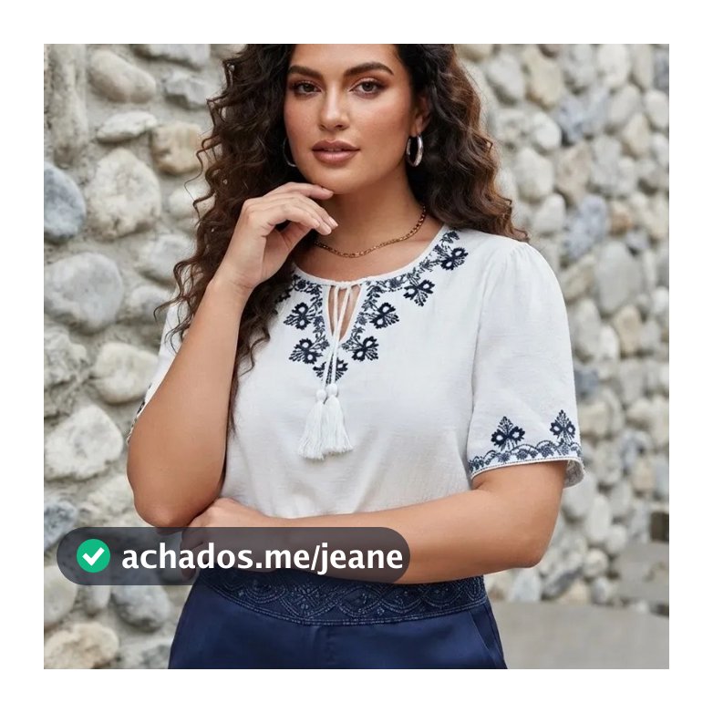 Blusa Feminina com Cordinha Manga Curta Plus Size Indiana