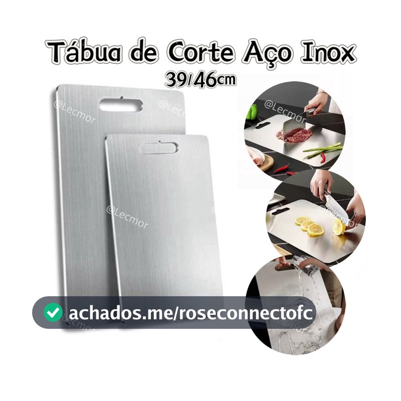 Tábua 29/39/46cm de Corte Aço Inox Antibacteriana Não Cria Mofo e Não Pega Cheiro Para Carne e Legumes