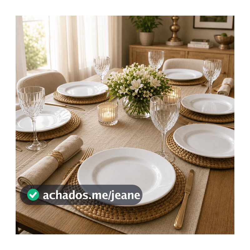 Jogo 6 Pratos Rasos 26cm Opaline Branco Liso Mesa Posta