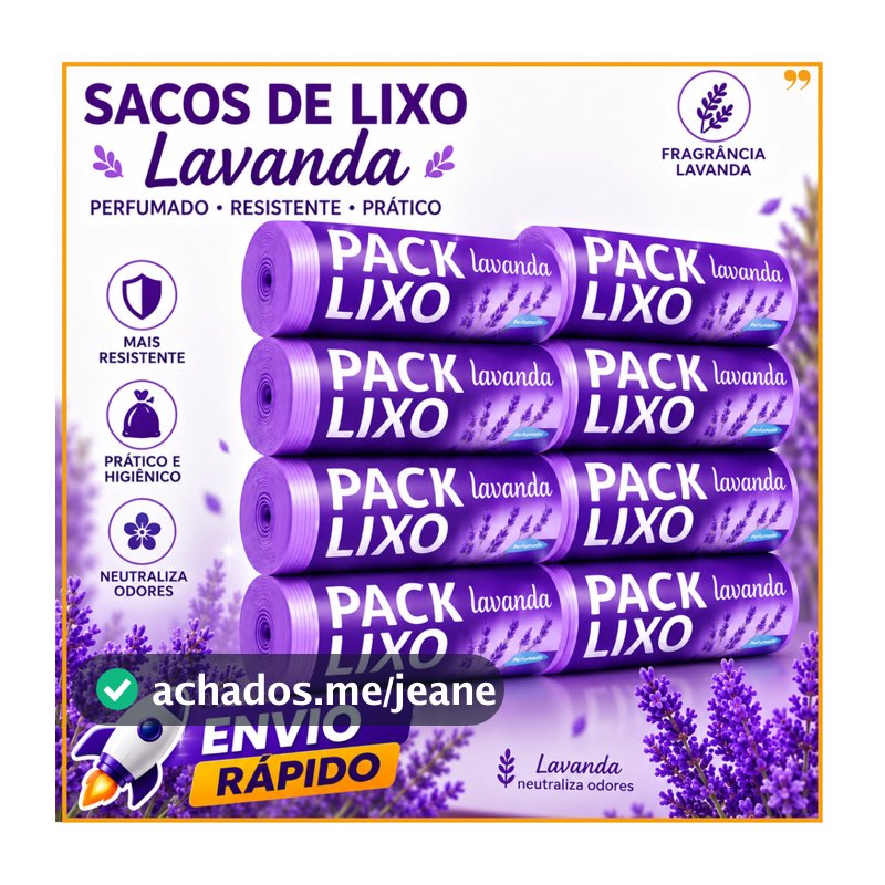 Saco de Lixo Lavanda Perfumado| Neutraliza Odor | Para Pia e Banheiro / Espanta Insetos
