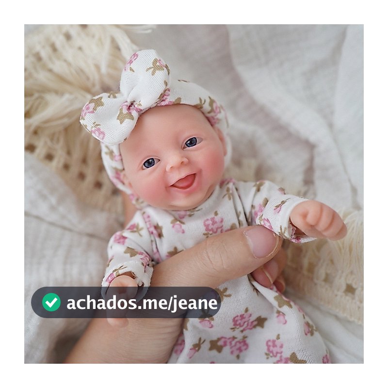 Boneca Bebê Reborn Silicone Sólido 20cm Menina Olho Azul Pele Suave Envio Imediato