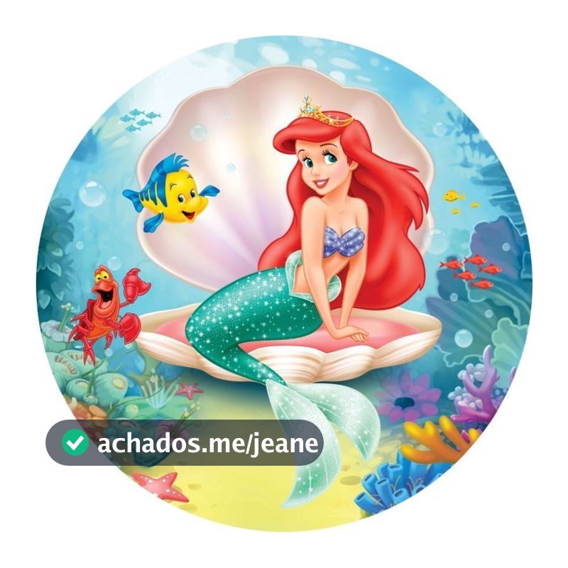 Painel Redondo Tecido Sublimado ARIEL PEQUENA SEREIA