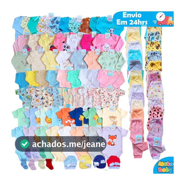 Kit Enxoval 36 Peças Completo Algodão Menino ou Menina Bebê Recém Nascido