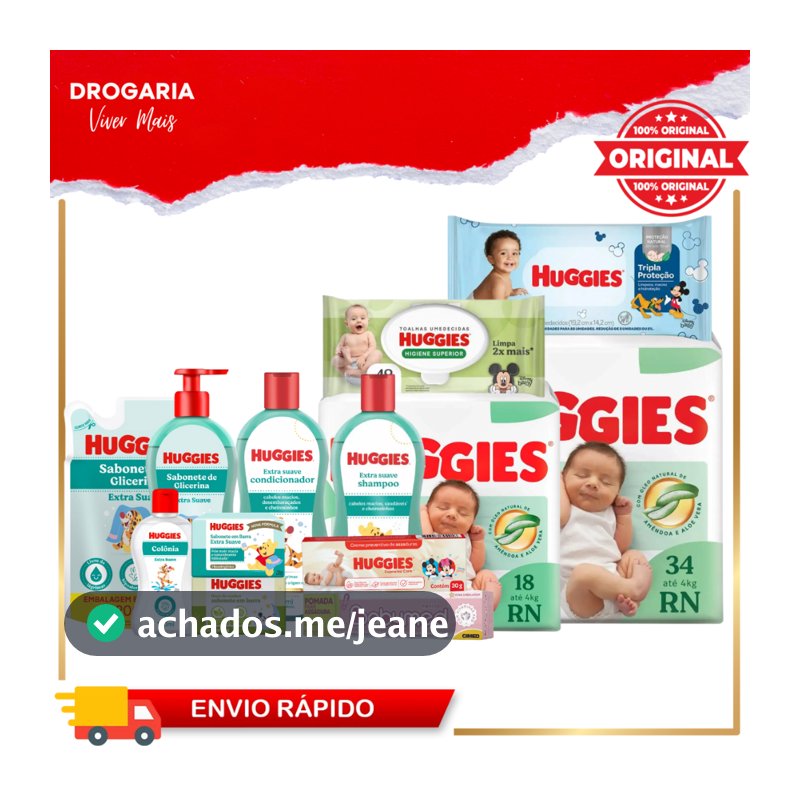 Kit Higiene Recém Nascido Huggies Completo 9 itens Para Bebê - Escolha O Seu
