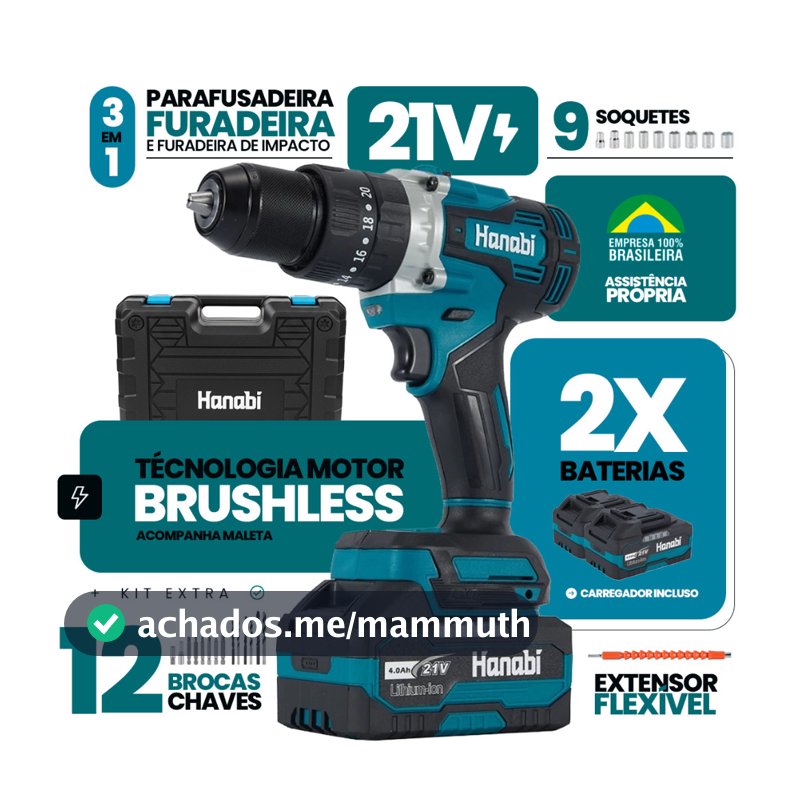 【Hanabi】Parafusadeira Furadeira de Impacto Brushless 80NM Hanabi sem Fio com  21VProfissional