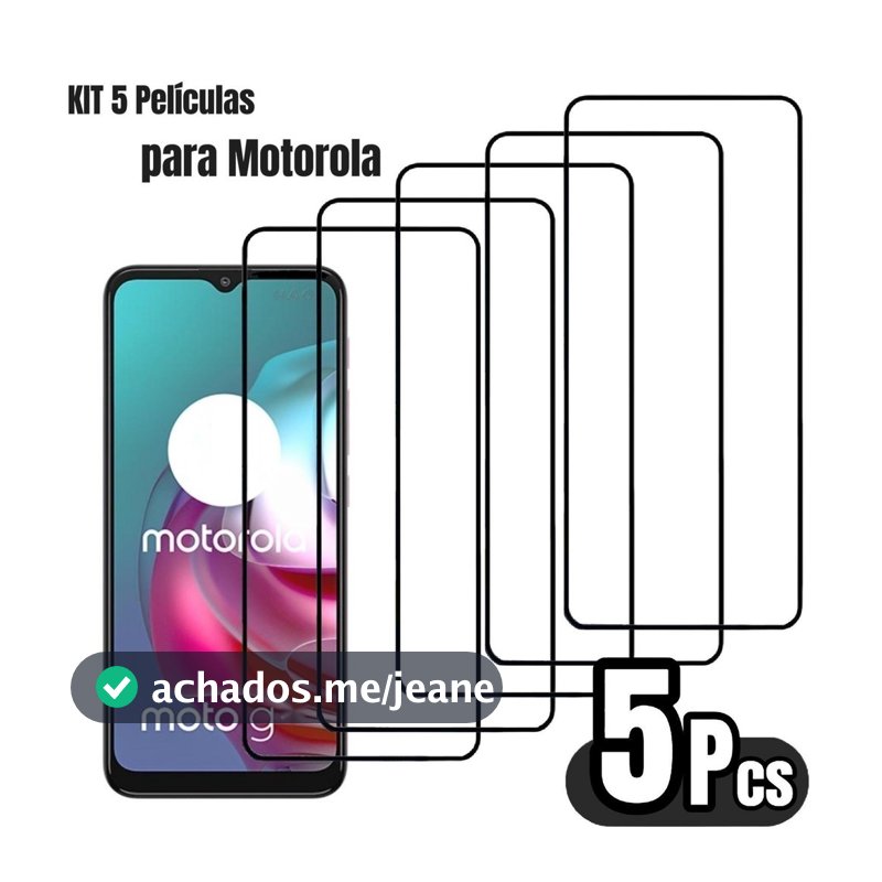 Kit 5 Película De Vidro Temperado 3D/9D Para Motorola Moto G10 G30 G35 G75 E15 G56 G86 G05 G06