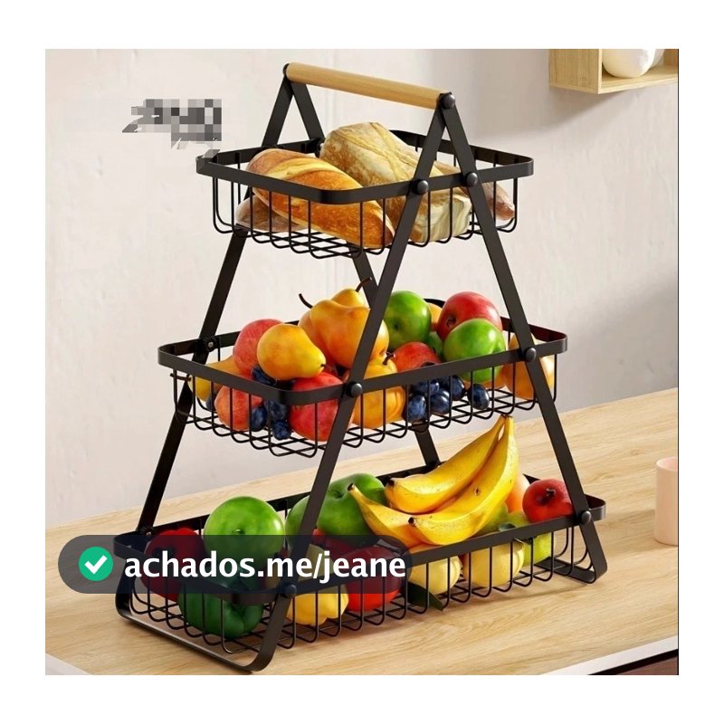 Cesto Fruteira de Mesa Aramado até 3/2 Andares em Metal Organizador Multiuso Frutas Legumes