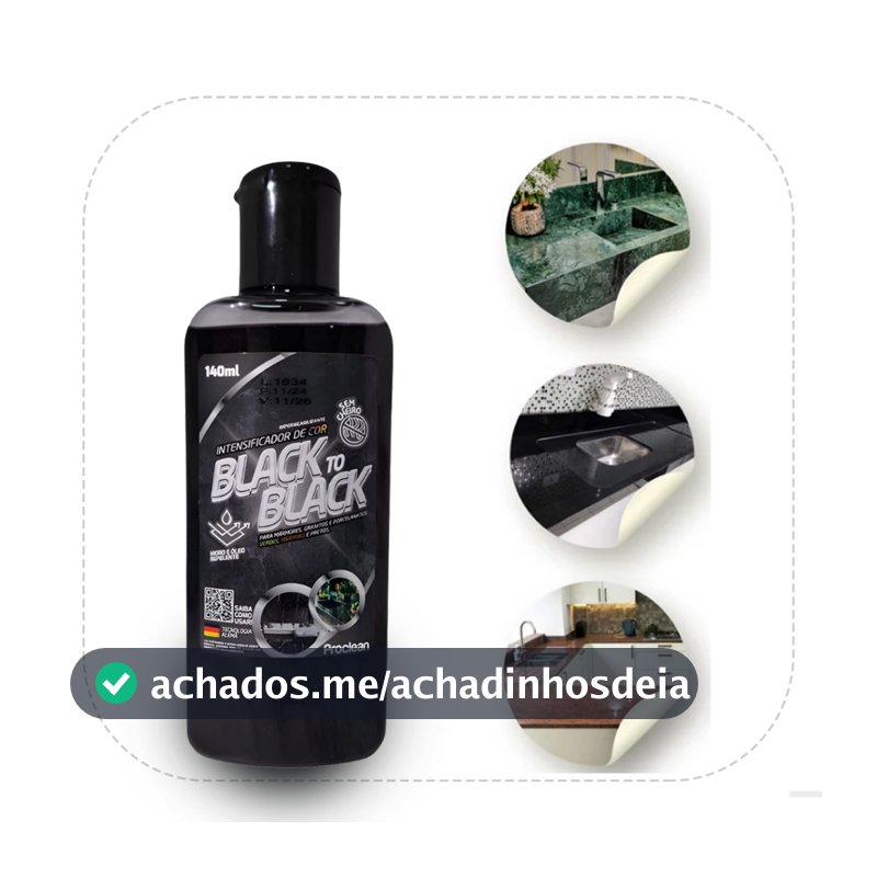 Revitalizador de Granito e Mármore Porcelanato Escuros Realça Cor Black To Black Brilho Envio Rápido