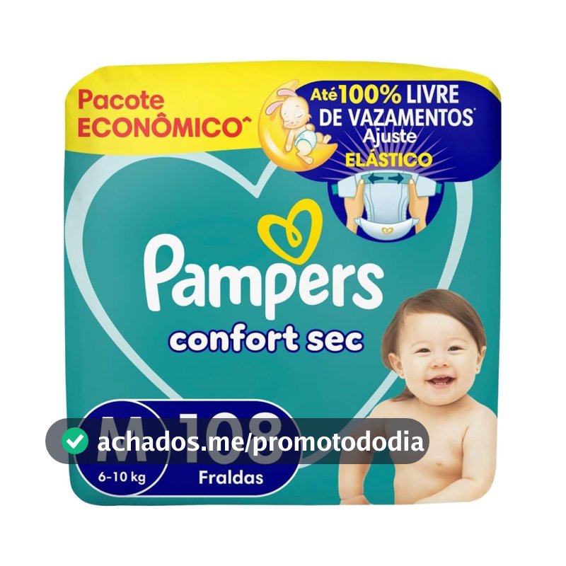 Fralda Descartável Pampers Confort Sec M 108 Unidades
