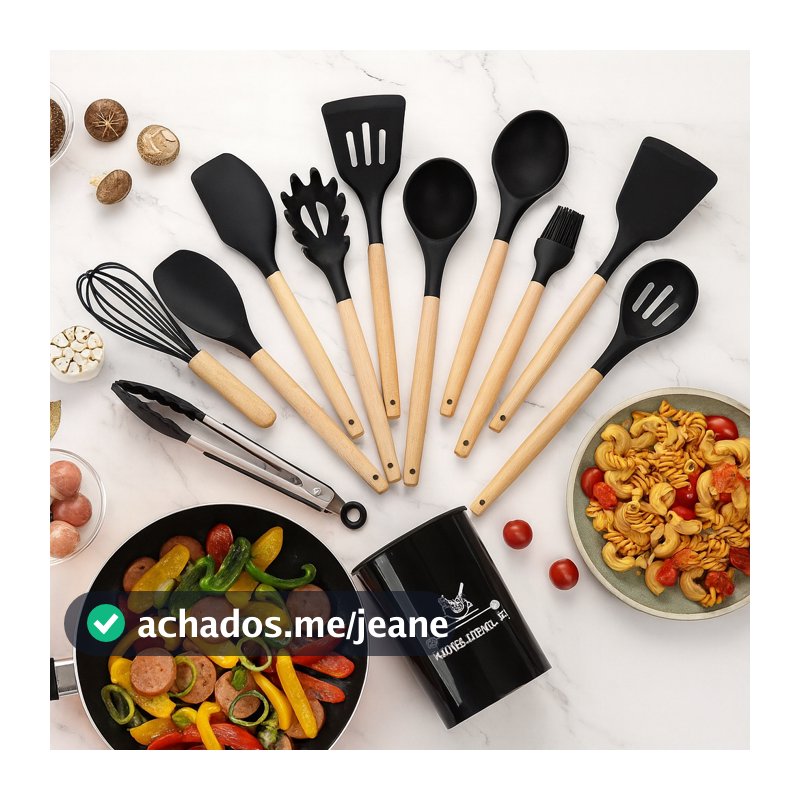 Jogo de Cozinha Kit Utensílios de cozinha silicone Copo Suporte