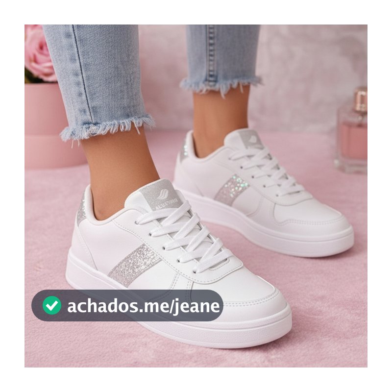 Tênis Casual Feminino Básico Com Brilho Sapato Na Moda Cano Baixo Plataforma