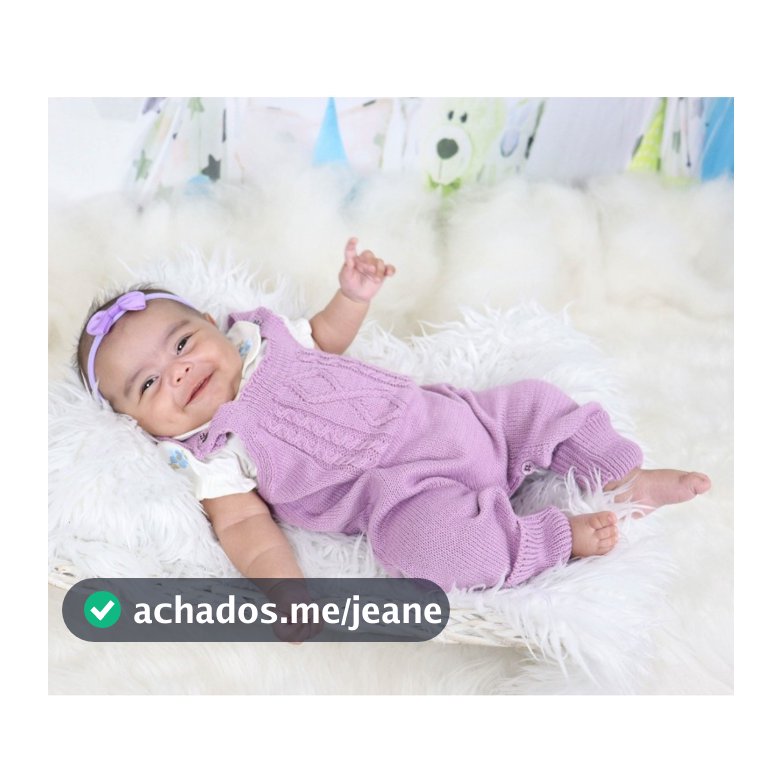Salopete Trança Jardineira Recem Nascido Vira Pé Menina Menino RN Tricô Bebê