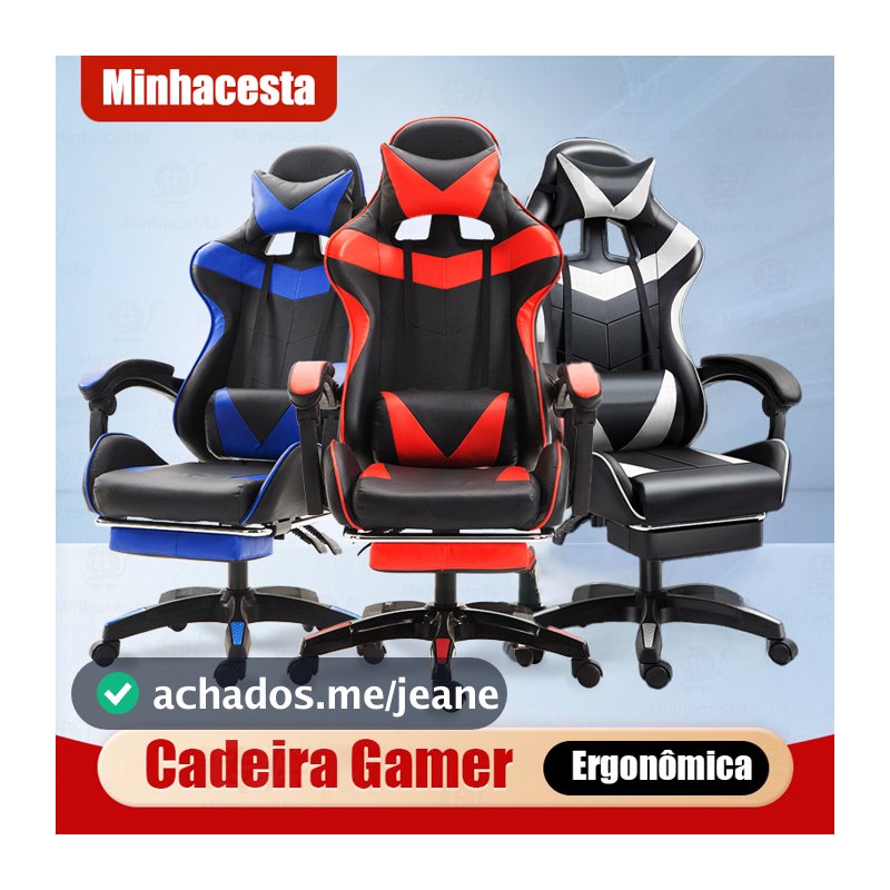 Cadeira Gamer Ergonômica Profissional Reclinação Altura Ajustável Apoio Para Pés Suporte Lombar F19