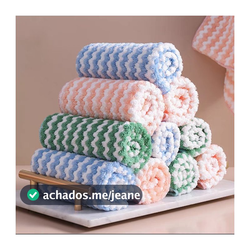 Kit  Panos  Microfibra Mágico para Limpeza Reutilizável Absorvente De água 25cm Listrado
