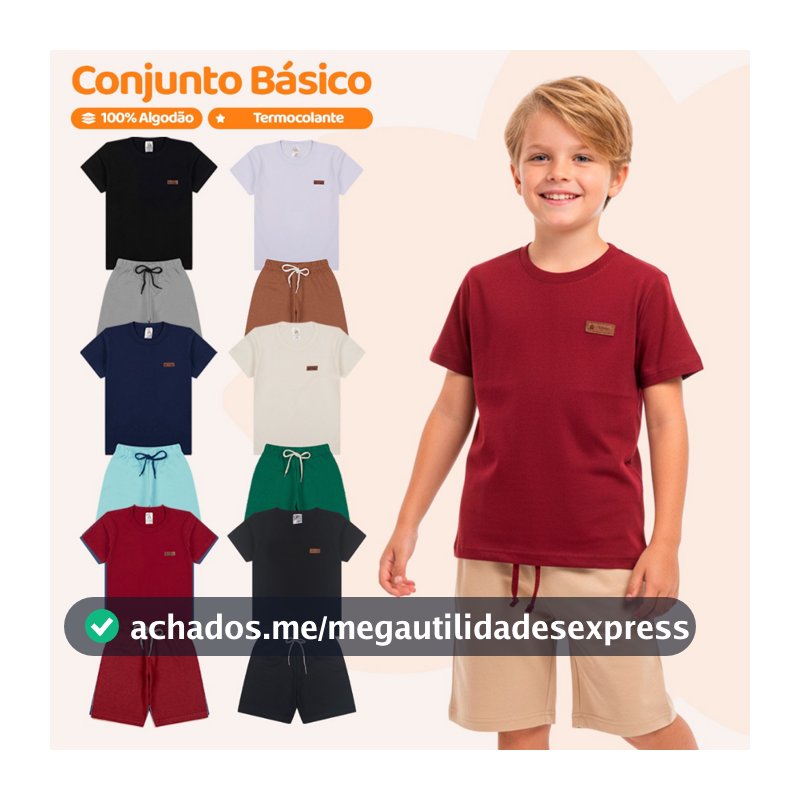 Kit Básico 14, 6 Ou 4 Peças Roupa Infantil Menino Estilo Casual Liso De Algodão - Conjuntos de Menino Verão