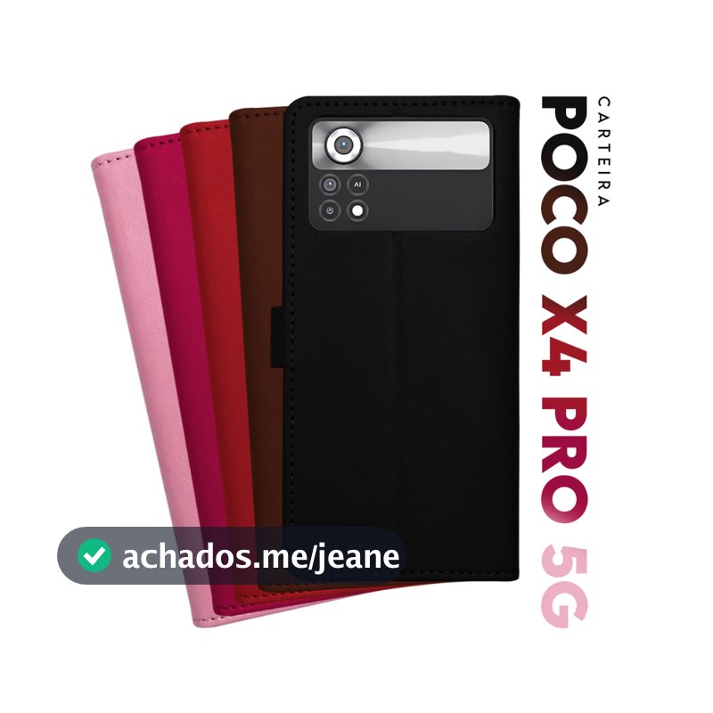 Capa Case Capinha Carteira Flip Cover Couro Sintético PRETA Para Xiaomi Poco X4 Pro 5g tela 6.67 pol Cell in Power25
