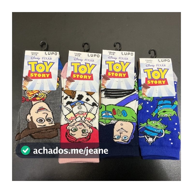 Meia Toy Story Lupo Disney Infantil Cano Médio Algodão