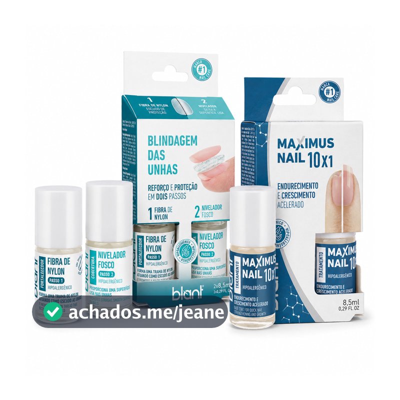 Kit 2 Bases Fortalecedoras Blindagem das Unhas 2x1 + Maximus Nail Blant