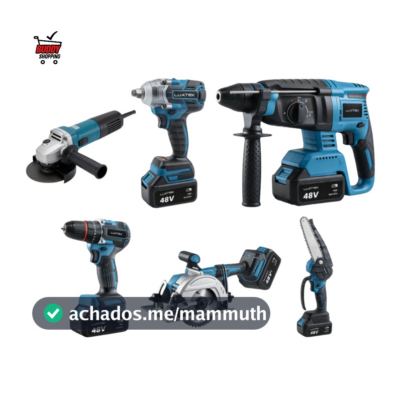 Kit 6 em 1 Brushless Furadeira Impacto Martelete Esmerilhadeira Serra Profissional  48V Luatek LWJ-300