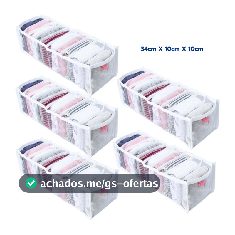 Kit 5 Organizador P de Gaveta Cômoda Guarda-Roupas para Roupa Intima Cuecas Meias Calcinha e Body Rn