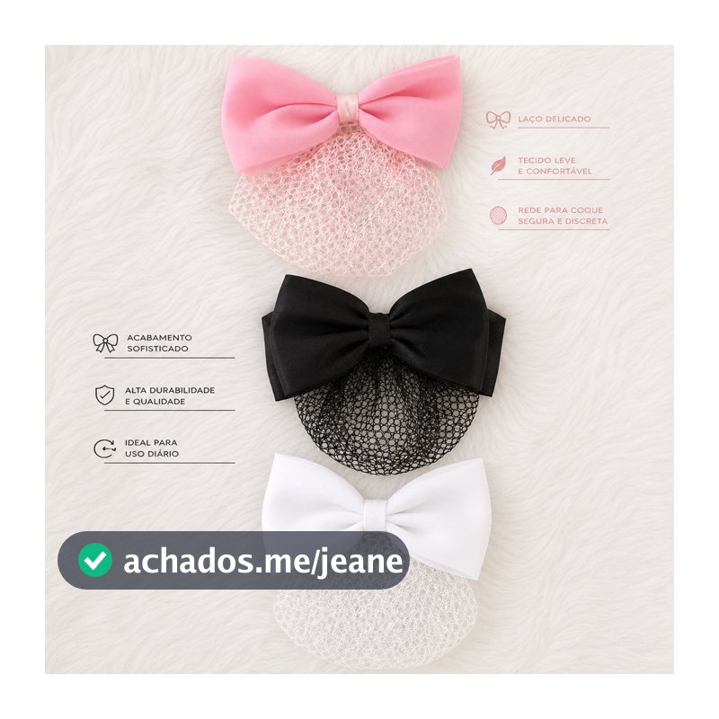Redinha para coque ballet bale Laço Infantil  e Rede Rosa e Preto Branca – Acessório de Cabelo para adulto e Criança
