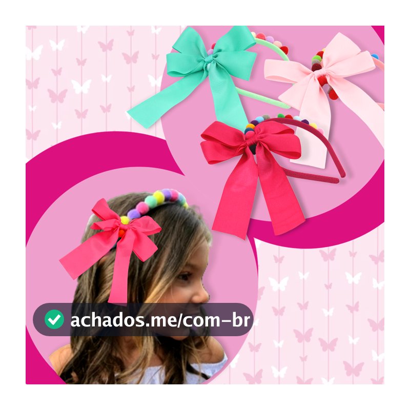 Tiara De Cabelo Infantil Colorida Com Pompom Cores Candy , Lacinhos e Acessórios De Cabelo Para Meninas