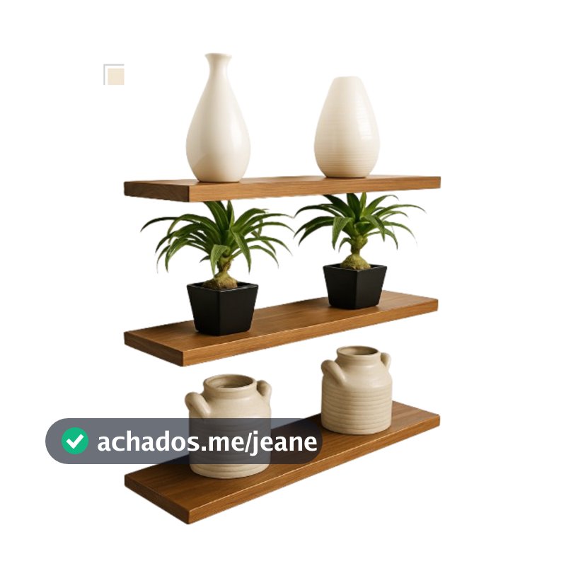 Kit 3 Prateleiras MDF 60x15 Montada Suporte Embutido