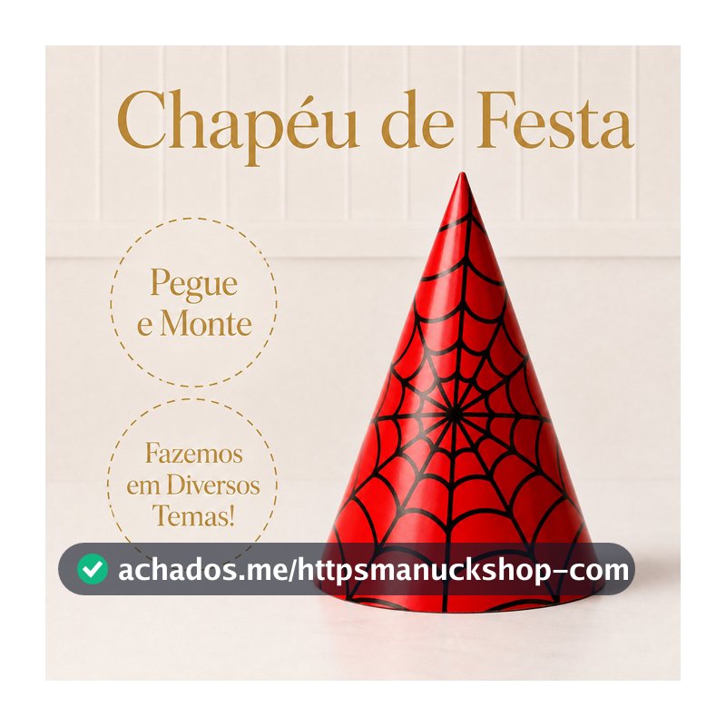 Chapéu de Festa Homem-Aranha - Kit Chapeuzinhos para Aniversário - Kit Para Aniversário - Decoração - Comemoração