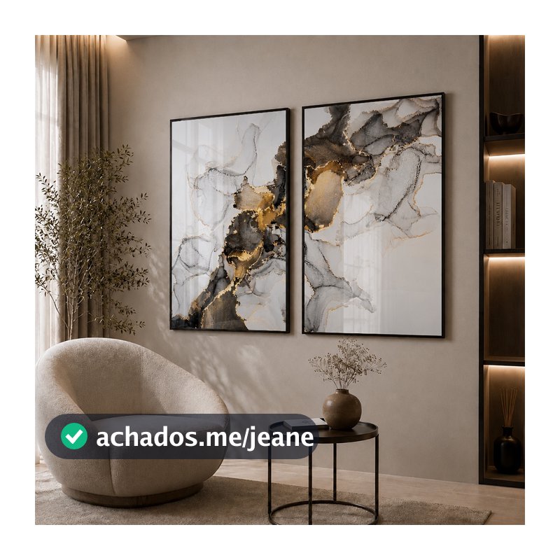 Quadro Decorativo Abstrato Mármore Moderno 2 Telas Sala Quarto Escritorio