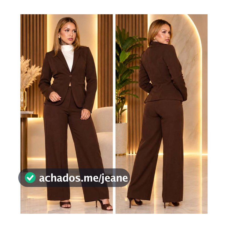Conjunto  Alfaiataria Premiun Feminino Blazer e Calça Pantalona com Ziper com Elástico Trabalho