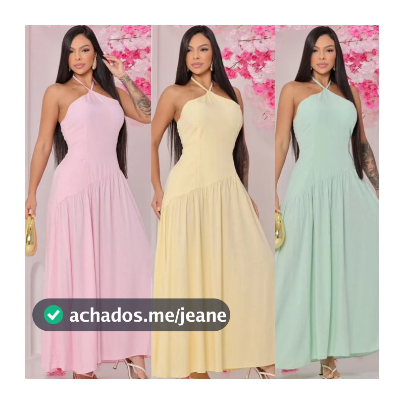 Vestido Longo Feminino Poa Decote Amarracao Costas Lastex Soltinho Elegante Ajustavel Solto Festa