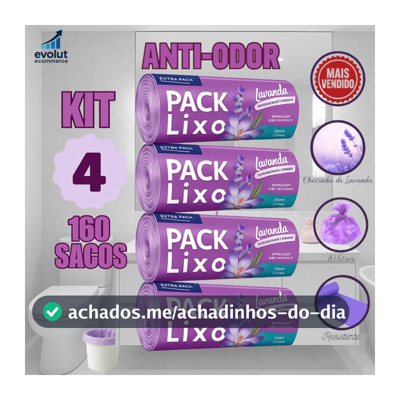 Kit 4 Rolos de Sacos de Lixo 10L – 160 Unidades | Neutraliza Odores | Ideal para Pia e Banheiro