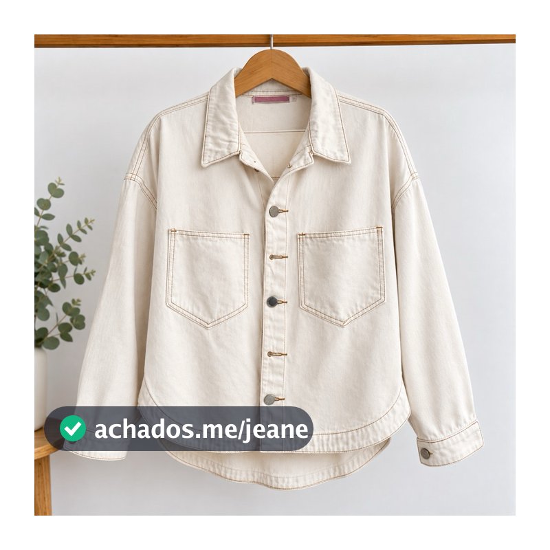 ✨ Jaqueta Sarja Off White Estilo Camisa - Com Costura em Contraste! ✨