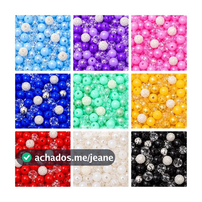 Kit Miçangas Pérolas ABS Craquelada Leitosa Sextavada Cristal Cromada Pulseira Mix Aprox 200 Peças