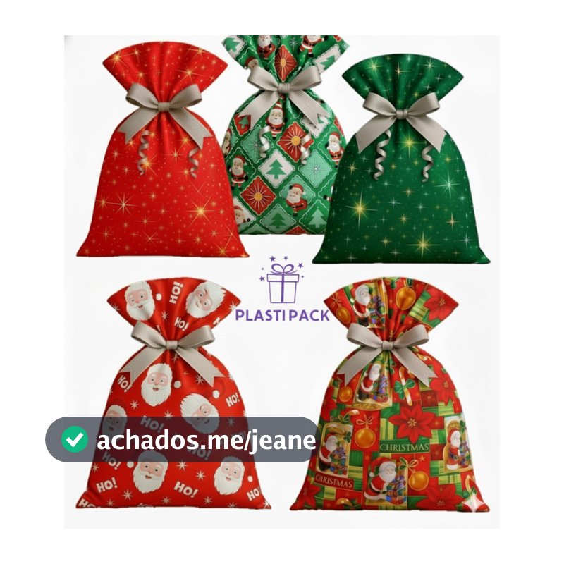 Kit 50un Sacos para Presente Natalinos | Natal Festa Presente Sacos