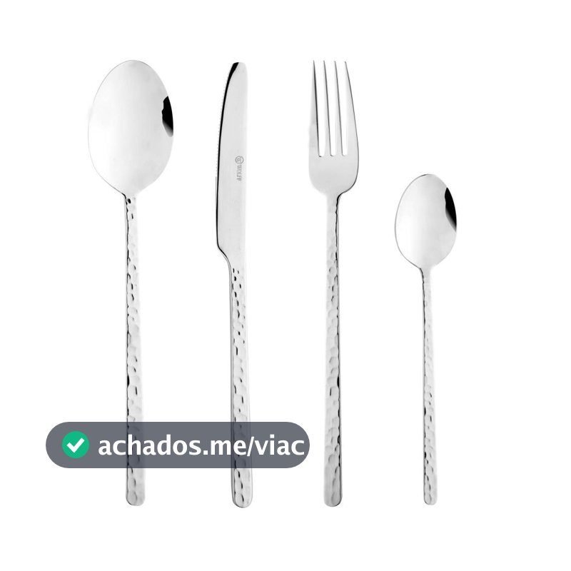Faqueiro Wolff Veneza 24 Peças em Aço Inox para 6 Pessoas Jogo de Talheres Completo Garfo Faca Colher Mesa Posta Cozinha