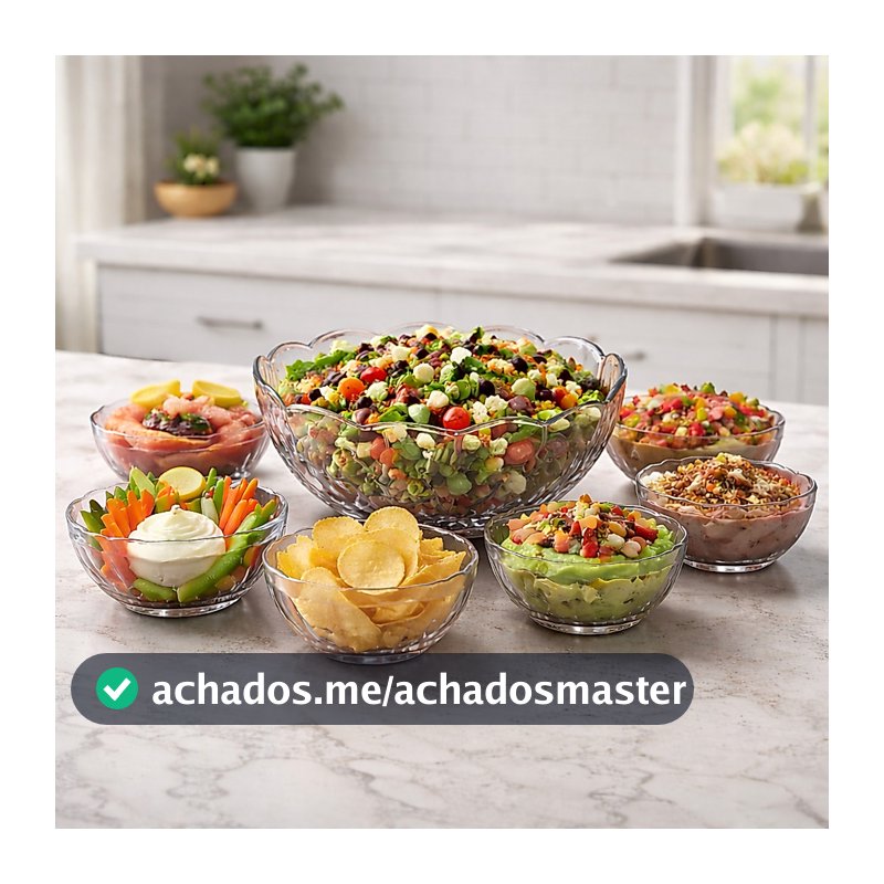 Conjunto 7 Bowls de Vidro Rose Tigelas Decorativas