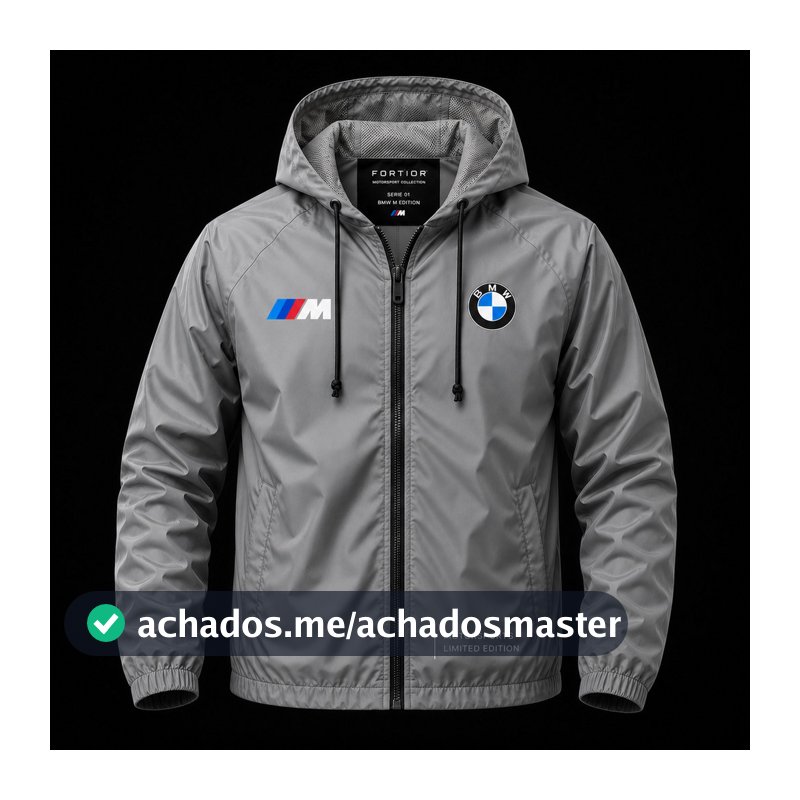 Jaqueta Corta Vento Impermeável Masculina Premium com Capuz 100% Poliéster Leve Motorsports Edition