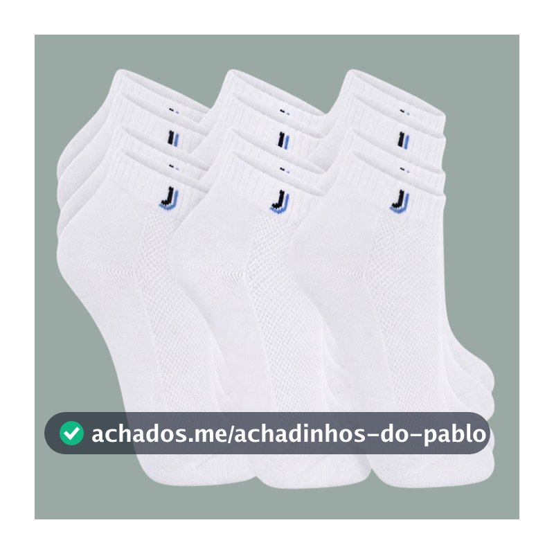 Kit 6 Pares Meia Cano Baixo 100% Algodão Conforto O Dia Todo