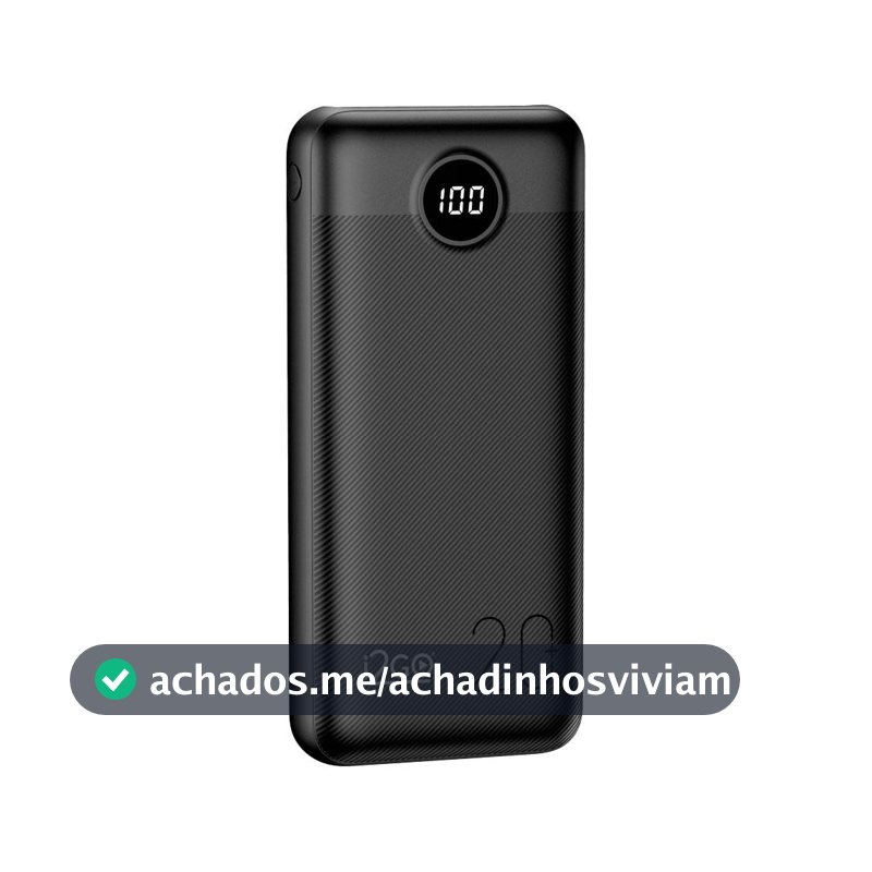Carregador Portatil Power Bank Turbo i2GO 20000mAh 20W Com Diplay 1 USB-C e 2 USB-A
