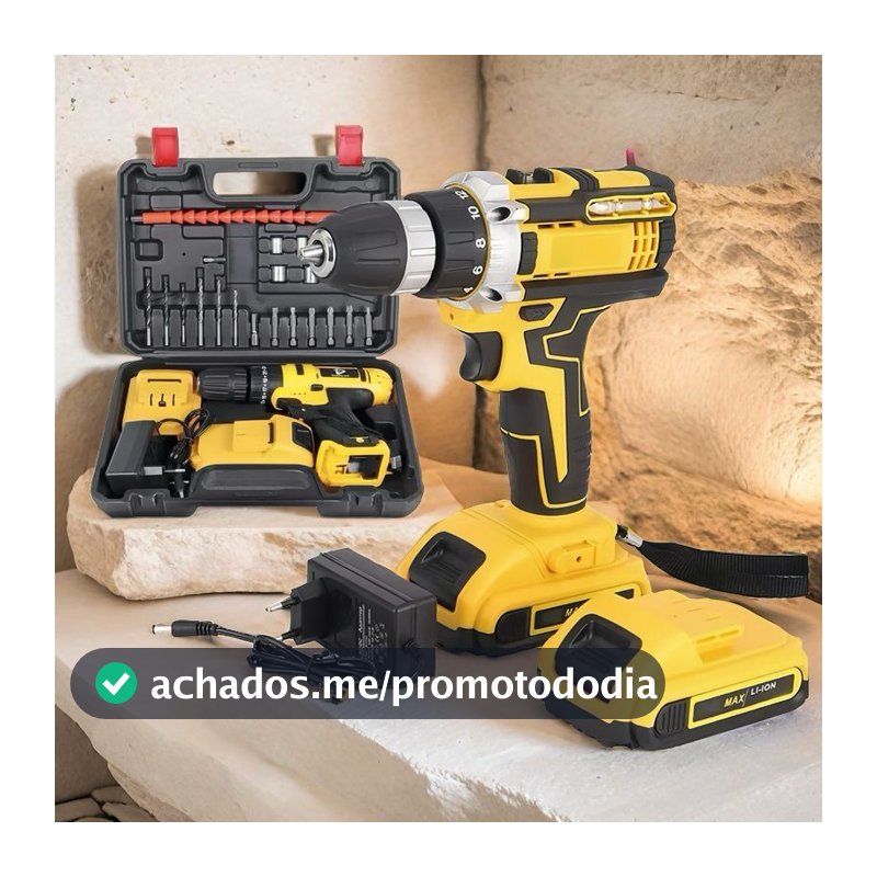 Parafusadeira Furadeira 48V 2 Baterias Com Maleta e Acessórios Completo vipcssa
