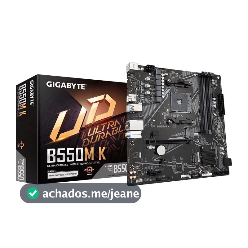 PLACA-MÃE GIGABYTE B550M, AM4 4XDDR4(MÁX128GB), 4 SATA, 1 M.2, 2XUSB 3.2, 4XUSB 2.0, 1XHDMI