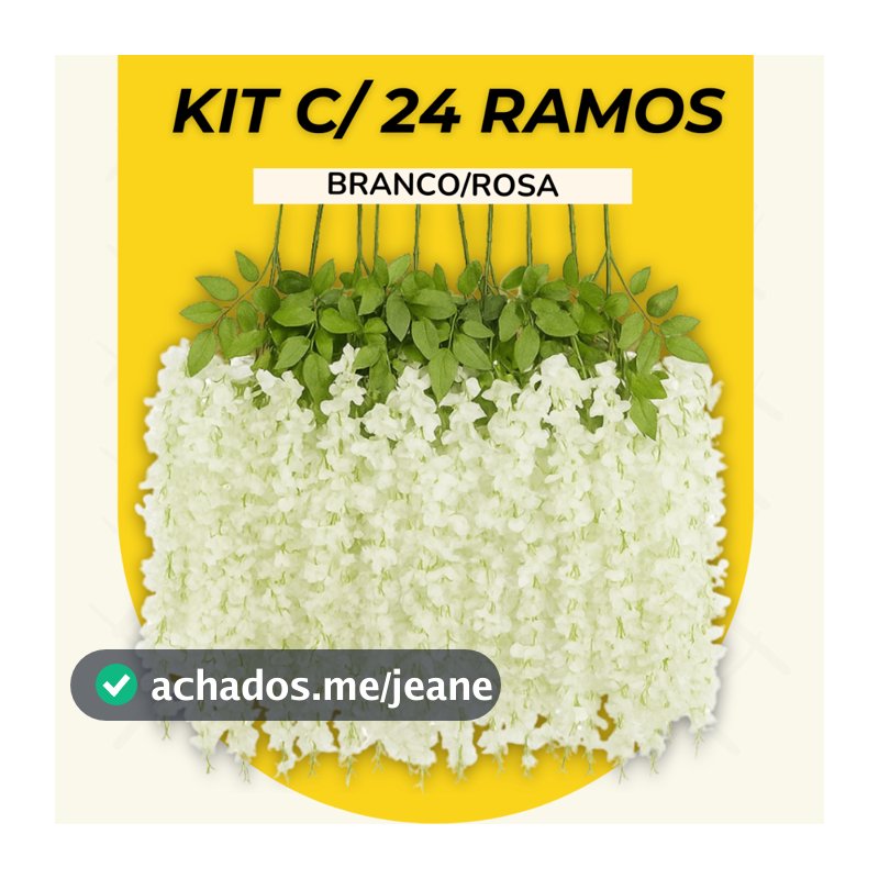 Kit 24 Pendente Cerejeira Artificial Branco Galho C/folhagem Decoração Casamento