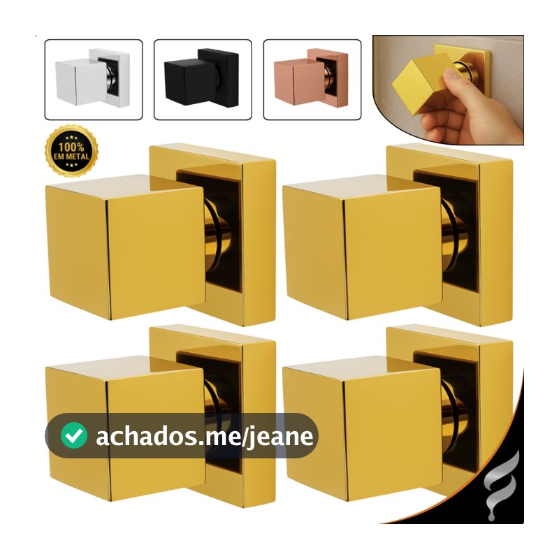 Kit 4 Acabamentos Registro De Chuveiro Todo Metal Padrão Deca 1/2" e 3/4" Quadrado Dourado Preto